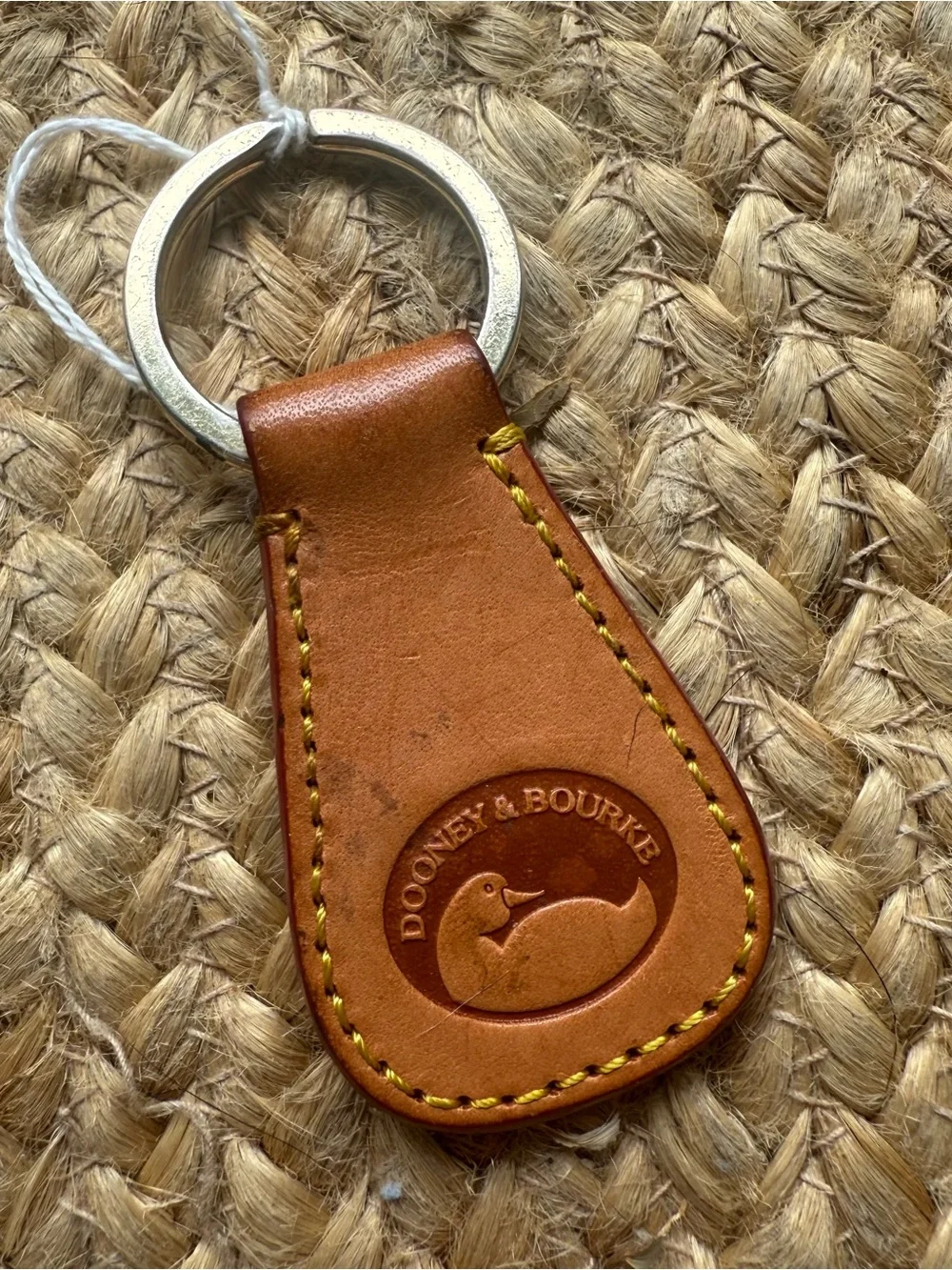Dooney & Bourke Vachetta Tan Leather Duck Logo Key Fob Ring Bag Charm Accessory